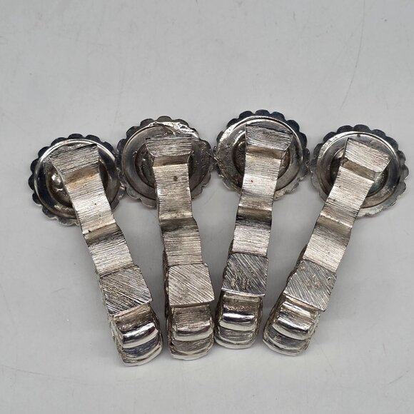 Chinese Porcelain Soup Spoons With Silverplated Dragon Rests Floral Heart Set - Picture 9 of 9